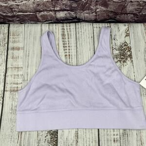 Hanes Women's Originals Cozywear Ribbed Longline Bralette OG116 Urban Lilac 2XL